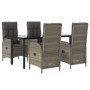 Set comedor jardín 5 pzas y cojines ratán sintético negro gris de vidaXL, Conjuntos de jardín - Ref: Foro24-3185201, Precio: ...