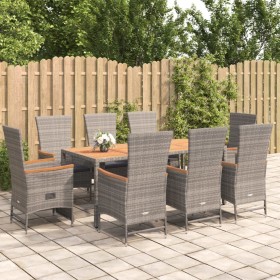 Garten-Essgruppe 9-teilig und graue synthetische Rattankissen von vidaXL, Gartensets - Ref: Foro24-3157554, Preis: 1,00 €, Ra...