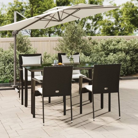 5-teiliges Gartenmöbel-Set mit Kissen synthetisches Rattan schwarz von vidaXL, Gartensets - Ref: Foro24-3185109, Preis: 412,9...