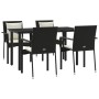 Set de muebles jardín 5 pzas con cojines ratán sintético negro de vidaXL, Conjuntos de jardín - Ref: Foro24-3185109, Precio: ...