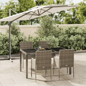 5-teiliges Garten-Esszimmerset mit synthetischen Rattankissen grau von vidaXL, Gartensets - Ref: Foro24-3185007, Preis: 336,9...