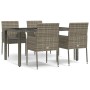 Set comedor de jardín 5 piezas con cojines ratán sintético gris de vidaXL, Conjuntos de jardín - Ref: Foro24-3185007, Precio:...