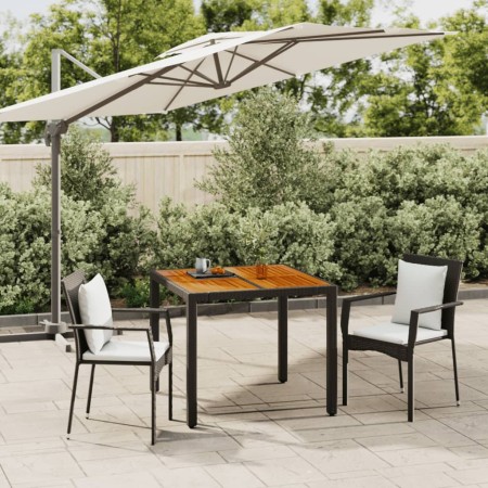 3-teilige Garten-Essgruppe mit schwarzen Kissen aus synthetischem Rattan von vidaXL, Gartensets - Ref: Foro24-3184987, Preis:...