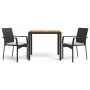 Set comedor de jardín 3 pzas con cojines ratán sintético negro de vidaXL, Conjuntos de jardín - Ref: Foro24-3184987, Precio: ...