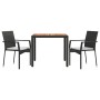 Set comedor de jardín 3 pzas con cojines ratán sintético negro de vidaXL, Conjuntos de jardín - Ref: Foro24-3184987, Precio: ...