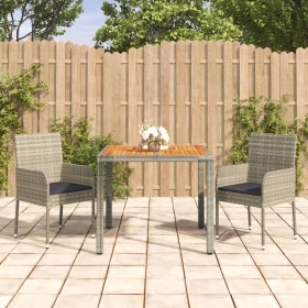 3-piece garden dining set with gray synthetic rattan cushions by vidaXL, Garden sets - Ref: Foro24-3185017, Price: 185,70 €, ...