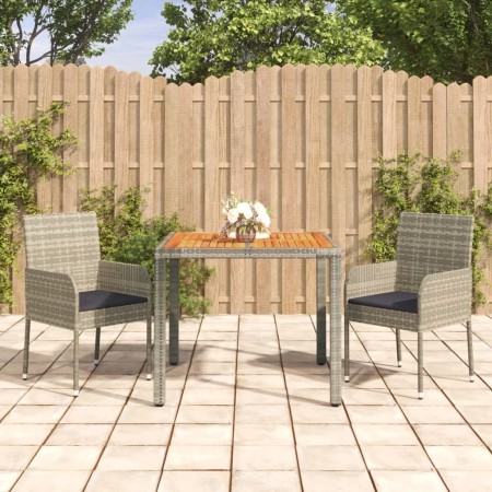 3-piece garden dining set with gray synthetic rattan cushions by vidaXL, Garden sets - Ref: Foro24-3185017, Price: 185,86 €, ...