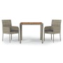 Set comedor de jardín 3 piezas con cojines ratán sintético gris de vidaXL, Conjuntos de jardín - Ref: Foro24-3185017, Precio:...