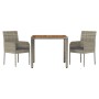 Set comedor de jardín 3 piezas con cojines ratán sintético gris de vidaXL, Conjuntos de jardín - Ref: Foro24-3185017, Precio:...