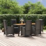 7-teiliges Garten-Essset und schwarze Kissen aus synthetischem Rattan von vidaXL, Gartensets - Ref: Foro24-3185078, Preis: 1,...