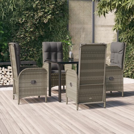 Garten-Essgruppe 5-teilig und schwarzgraue Kissen aus synthetischem Rattan von vidaXL, Gartensets - Ref: Foro24-3185198, Prei...