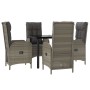 Set comedor jardín 5 pzas y cojines ratán sintético negro gris de vidaXL, Conjuntos de jardín - Ref: Foro24-3185198, Precio: ...