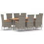 Garden dining set 9 pieces and gray synthetic rattan cushions by vidaXL, Garden sets - Ref: Foro24-3157543, Price: 734,48 €, ...