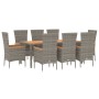 Garden dining set 9 pieces and gray synthetic rattan cushions by vidaXL, Garden sets - Ref: Foro24-3157543, Price: 734,48 €, ...