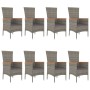 Garden dining set 9 pieces and gray synthetic rattan cushions by vidaXL, Garden sets - Ref: Foro24-3157543, Price: 734,48 €, ...