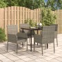 Garden dining set 5 pieces and black gray synthetic rattan cushions by vidaXL, Garden sets - Ref: Foro24-3185150, Price: 282,...