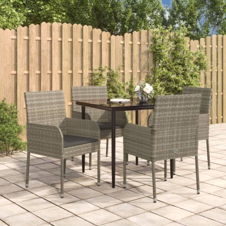 Garten-Essgruppe 5-teilig und schwarzgraue Kissen aus synthetischem Rattan von vidaXL, Gartensets - Ref: Foro24-3185150, Prei...