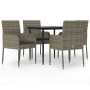 Garden dining set 5 pieces and black gray synthetic rattan cushions by vidaXL, Garden sets - Ref: Foro24-3185150, Price: 282,...