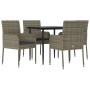 Set comedor jardín 5 pzas y cojines ratán sintético negro gris de vidaXL, Conjuntos de jardín - Ref: Foro24-3185150, Precio: ...