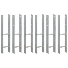 Fence anchors 6 pcs silver galvanized steel 12x6x60 cm by vidaXL, Spikes for anchoring in the ground - Ref: Foro24-145306, Pr...