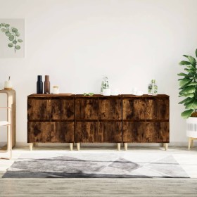 Sideboards 3 units smoked oak plywood 60x35x70 cm by vidaXL, Sideboards - Ref: Foro24-3185772, Price: 190,39 €, Discount: %