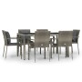 Set comedor jardín 7 pzas y cojines ratán sintético gris de vidaXL, Conjuntos de jardín - Ref: Foro24-3157960, Precio: 492,52...