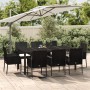 9-teiliges Garten-Essset und schwarze Kissen aus synthetischem Rattan von vidaXL, Gartensets - Ref: Foro24-3185004, Preis: 67...