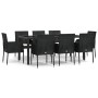 Set de comedor de jardín 9 pzas y cojines ratán sintético negro de vidaXL, Conjuntos de jardín - Ref: Foro24-3185004, Precio:...