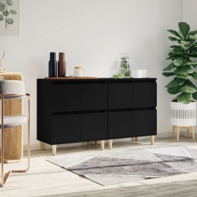 Aparadores 2 uds madera contrachapada negro 60x35x70 cm de vidaXL, Aparadores - Ref: Foro24-3185752, Precio: 141,99 €, Descue...