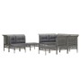 Set de muebles de jardín 11 pzas y cojines ratán sintético gris de vidaXL, Conjuntos de jardín - Ref: Foro24-3187576, Precio:...