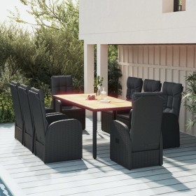 9-teiliges Garten-Essset und schwarze Kissen aus synthetischem Rattan von vidaXL, Gartensets - Ref: Foro24-3157604, Preis: 1,...