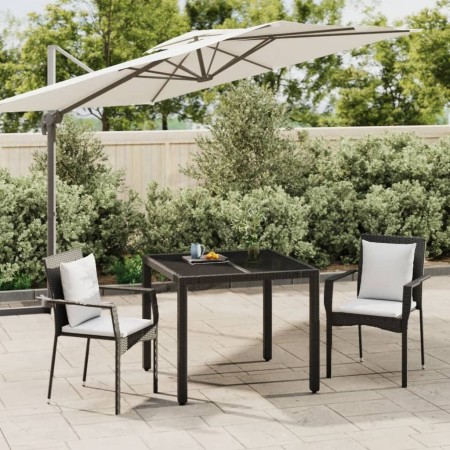 3-teilige Garten-Essgruppe mit schwarzen Kissen aus synthetischem Rattan von vidaXL, Gartensets - Ref: Foro24-3184975, Preis:...