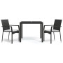 Set comedor de jardín 3 pzas con cojines ratán sintético negro de vidaXL, Conjuntos de jardín - Ref: Foro24-3184975, Precio: ...