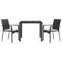 Set comedor de jardín 3 pzas con cojines ratán sintético negro de vidaXL, Conjuntos de jardín - Ref: Foro24-3184975, Precio: ...