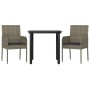 Garden dining set 3 pieces and cushions in black and gray synthetic rattan by vidaXL, Garden sets - Ref: Foro24-3185161, Pric...