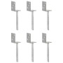 Fence anchors 6 pcs silver galvanized steel 8x6x30 cm by vidaXL, Spikes for anchoring in the ground - Ref: Foro24-145324, Pri...