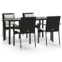 Set de muebles jardín 5 pzas con cojines ratán sintético negro de vidaXL, Conjuntos de jardín - Ref: Foro24-3185110, Precio: ...