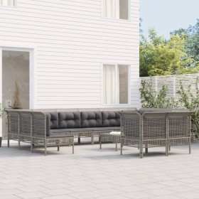 Gartenmöbel-Set, 12-teilig, graue synthetische Rattankissen von vidaXL, Gartensets - Ref: Foro24-3187579, Preis: 642,99 €, Ra...