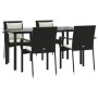 Set de muebles jardín 5 pzas con cojines ratán sintético negro de vidaXL, Conjuntos de jardín - Ref: Foro24-3185110, Precio: ...