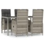 Set comedor de jardín 5 piezas con cojines ratán sintético gris de vidaXL, Conjuntos de jardín - Ref: Foro24-3185025, Precio:...