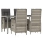 Set comedor de jardín 5 piezas con cojines ratán sintético gris de vidaXL, Conjuntos de jardín - Ref: Foro24-3185025, Precio:...