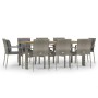 Set comedor jardín 9 pzas y cojines ratán sintético gris de vidaXL, Conjuntos de jardín - Ref: Foro24-3184974, Precio: 641,20...