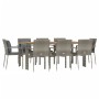 Set comedor jardín 9 pzas y cojines ratán sintético gris de vidaXL, Conjuntos de jardín - Ref: Foro24-3184974, Precio: 641,20...