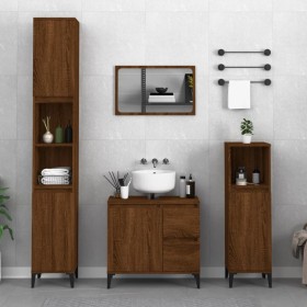 Bathroom furniture set 3 pieces brown oak plywood by vidaXL, Bathroom furniture - Ref: Foro24-3185550, Price: 242,08 €, Disco...