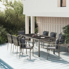 Garden dining set 9 pieces and gray synthetic rattan cushions by vidaXL, Garden sets - Ref: Foro24-3157962, Price: 673,62 €, ...