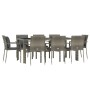 Set comedor jardín 9 pzas y cojines ratán sintético gris de vidaXL, Conjuntos de jardín - Ref: Foro24-3157962, Precio: 660,99...