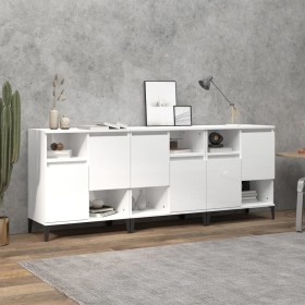 Aparadores 3 uds madera contrachapada blanco brillo 60x35x70 cm de vidaXL, Aparadores - Ref: Foro24-3185745, Precio: 171,43 €...