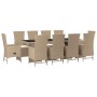 Set comedor de jardín 11 pzas con cojines ratán sintético beige de vidaXL, Conjuntos de jardín - Ref: Foro24-3157581, Precio:...