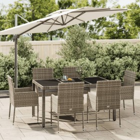 Garten-Essgruppe 7-teilig und graue synthetische Rattankissen von vidaXL, Gartensets - Ref: Foro24-3185008, Preis: 442,26 €, ...