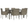 Garden dining set 7 pieces and gray synthetic rattan cushions by vidaXL, Garden sets - Ref: Foro24-3185008, Price: 424,50 €, ...